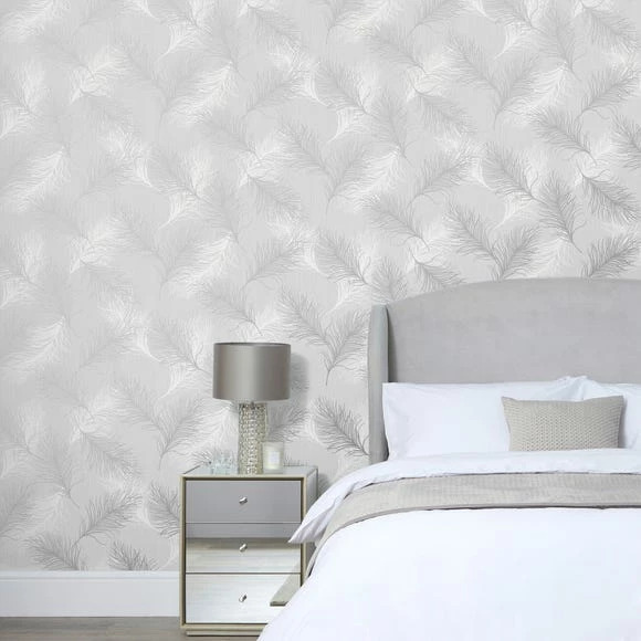 Dunelm Feather Silver Wallpaper 5 Dunelm Feather Silver Wallpaper - Image 3
