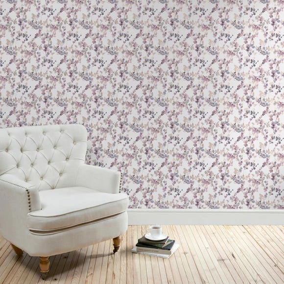 Dunelm Honesty Mauve Floral Wallpaper 3 Dunelm Honesty Mauve Floral Wallpaper