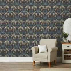 Dunelm Havisham Navy Wallpaper -Modern Rugs Home 30783116 alt02
