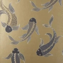 Dunelm Decorative Fish Gold Wallpaper 6 Dunelm Decorative Fish Gold Wallpaper -Modern Rugs Home 30783159 alt01