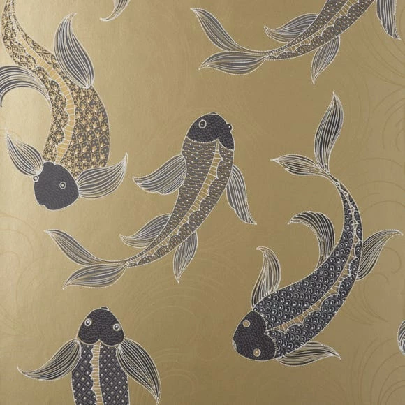 Dunelm Decorative Fish Gold Wallpaper 4 Dunelm Decorative Fish Gold Wallpaper - Image 2