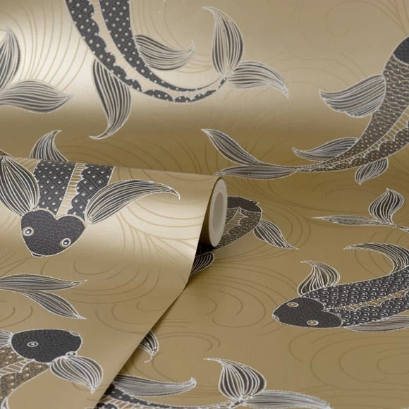 Dunelm Decorative Fish Gold Wallpaper 5 Dunelm Decorative Fish Gold Wallpaper - Image 3