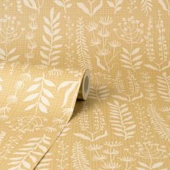 Dunelm Modern Leaf Ochre Wallpaper 7 Dunelm Modern Leaf Ochre Wallpaper -Modern Rugs Home 30783475 alt02