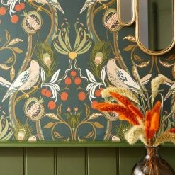 Dunelm Havisham Bottle Green Wallpaper -Modern Rugs Home 30783964 alt01