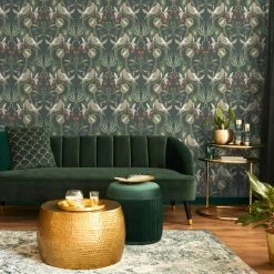 Dunelm Havisham Bottle Green Wallpaper -Modern Rugs Home 30783964 alt02