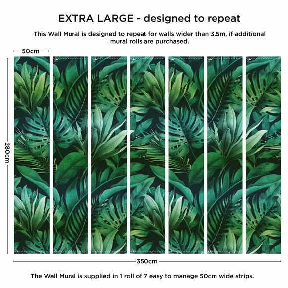 Dunelm Tropical Leaves Green Mural 4 Dunelm Tropical Leaves Green Mural - Image 2