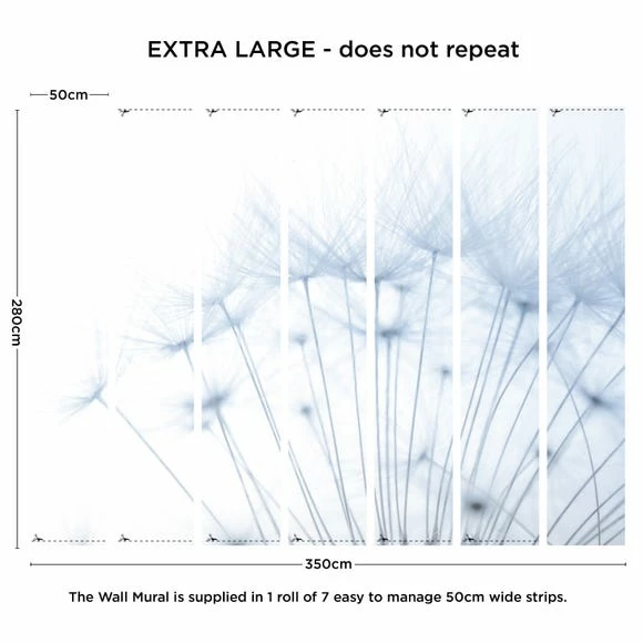 Dunelm Dandelion Mural Blue 4 Dunelm Dandelion Mural Blue - Image 2