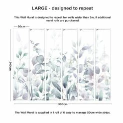 Dunelm Watercolour Leaves Mural -Modern Rugs Home 30792496 alt03