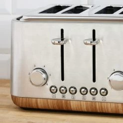 Dunelm Porary Brushed Stainless Steel 4 Slice Toaster -Modern Rugs Home 30794951 alt01