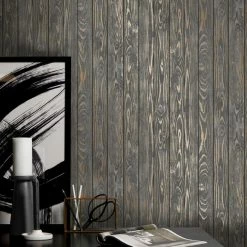 Dunelm Metallic Wood Wallpaper