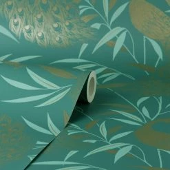 Dunelm Luxe Peacock Wallpaper 7 Dunelm Luxe Peacock Wallpaper -Modern Rugs Home 30800679 alt02