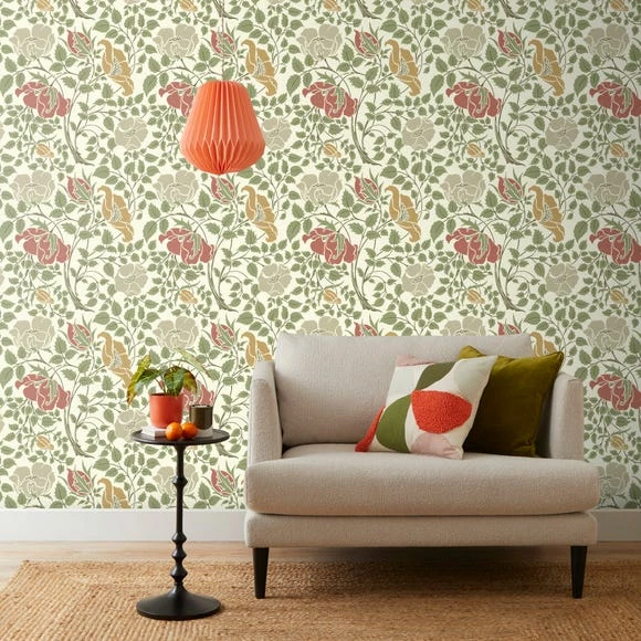 Arts And Crafts Botanical Cream Wallpaper 3 Arts And Crafts Botanical Cream Wallpaper