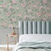 Crown Wallpaper Akina Floral Sage Wallpaper -Modern Rugs Home 30801587