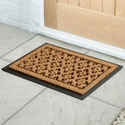 Dunelm Trellis Rubber And Coir Doormat