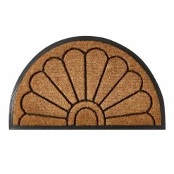Dunelm Scroll Half Moon Rubber And Coir Doormat -Modern Rugs Home 30814142 alt01