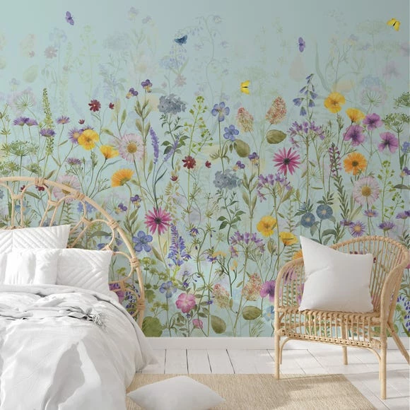 Dunelm Spring Flowers Duckegg Blue Mural 3 Dunelm Spring Flowers Duckegg Blue Mural
