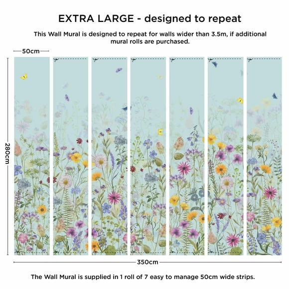 Dunelm Spring Flowers Duckegg Blue Mural 6 Dunelm Spring Flowers Duckegg Blue Mural - Image 4