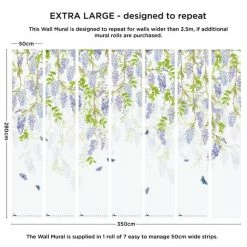 Dunelm Whispering Wisteria Blue Mural -Modern Rugs Home 30818427 alt03